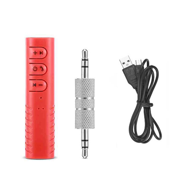 Red - Rovtop Mini 3.5mm Jack Bluetooth Car Kit Handsfree Music Audio Receiver Adapter Auto Bluetooth AUX for Speaker Headphone Car Z2