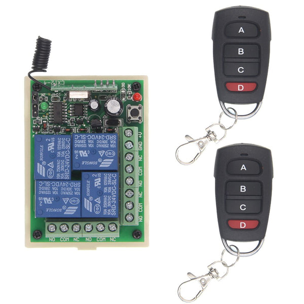 [variant_title] - DC 12V 24V 4 Channel 4CH RF Wireless Remote Control Switch System Receiver + Transmitter, 315 433 MHz