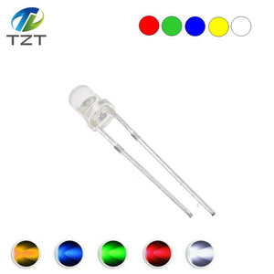 [variant_title] - TZT F3 Ultra Bright 3MM Round Water Clear Green/Yellow/Blue/White/Red LED Light Lamp Emitting Diode Dides Kit