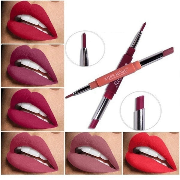 [variant_title] - 14 Color Double-end Lip Makeup Lipstick Pencil Waterproof Long Lasting Tint Sexy Red Lip Stick Beauty Matte Liner Pen Lipstick