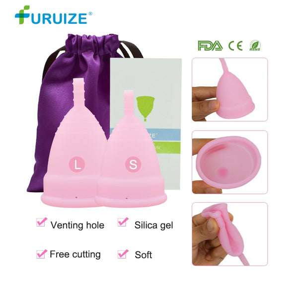 1L-1S-1clothbag-pink / L size - Hot Sale Menstrual cup for Women Feminine hygiene Medical 100% silicone Cup Menstrual reusable lady cup copa menstrual than pads
