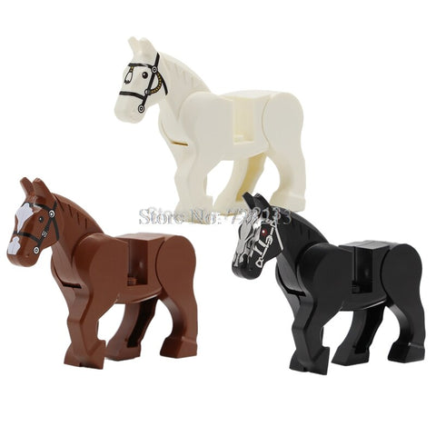 [variant_title] - 1Pc Horse Building Blocks Wild Animal Figure Set Military SWAT MOC Accessories Big Building Blocks Sets Kits Bricks Toys