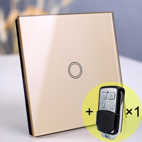 1 gang Gold Remote - EU/UK Standard Touch Switch, Wall Light Touch Screen Switch, wireless Remote control Wall touch switch , 2 gang gray AC130~250V