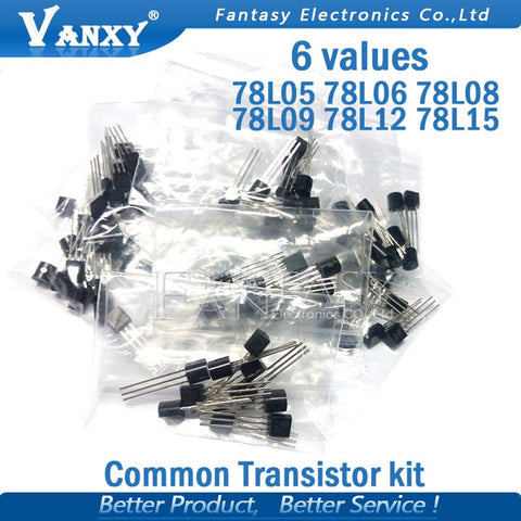 Default Title - 20pcs*6values=120pcs 78L05 78L06 78L08 78L09 78L12 78L15 Transistor package Assorted Kit new and