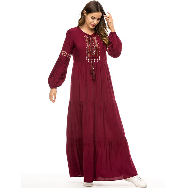 [variant_title] - Abayas For Muslim Women Long Dress Large Qatar UAE Turkish Islamic Malaysia Ruffle Pleated Dress  Robe Musulmane Kaftan Dubai