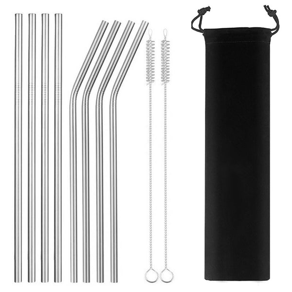 Sliver2 8pcs - 2/4/8Pcs Colorful Reusable Drinking Straw High Quality 304 Stainless Steel Metal Straw with Cleaner Brush For Mugs 20/30oz