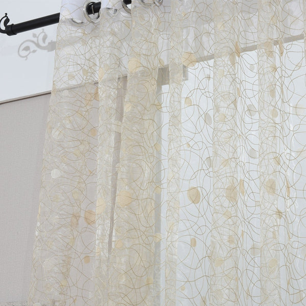 Light yellow / Custom made / 1 Tab Top - Topfinel Bird Nest Sheer Curtains Dots Embroidered Curtain for Kitchen Living Room Bedroom Tulle for Windows Treatment Panel