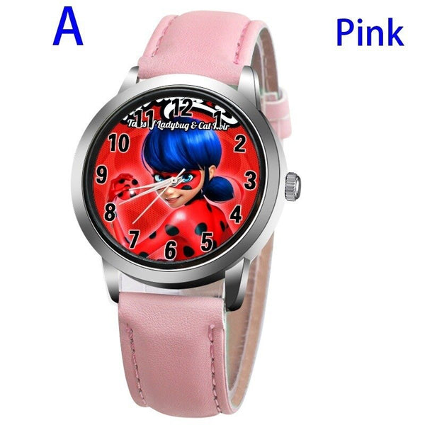 A-PINK - New arrive Miraculous Ladybug Watches Children Kids gift Watch Casual Quartz Wristwatch fashion leather watch Relogio Relojes