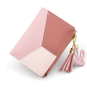 [variant_title] - New Arrival Wallet Short Women Wallets Zipper Purse Patchwork Panelled Wallets Trendy Coin Purse Card Holder Leather.