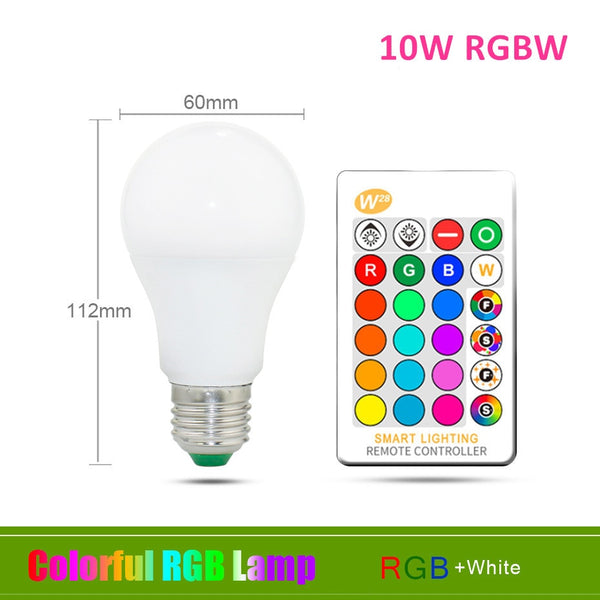 10W RGB White / Yes - 110V 220V E27 RGB LED Bulb Lights 5W 10W 15W RGB Lampada Changeable Colorful RGBW LED Lamp With IR Remote Control+Memory Mode