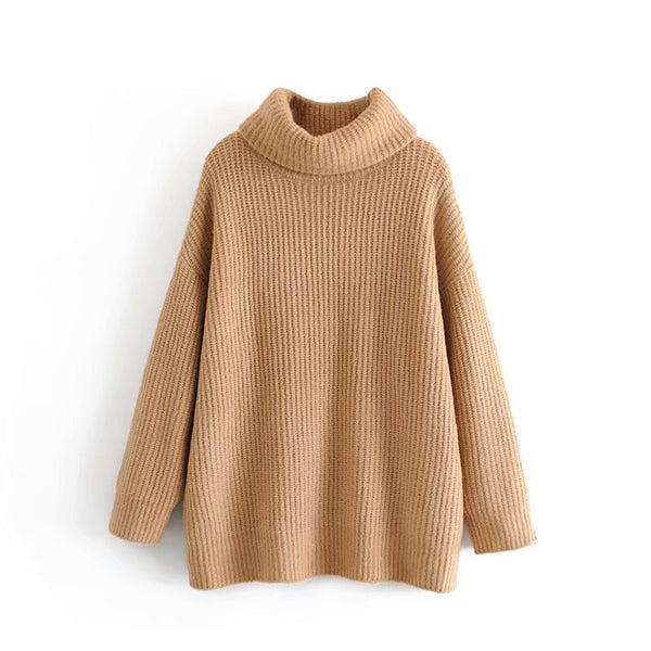 Vadim women turtleneck knitted loose sweater oversized warm thick long sleeve pullovers female casual chic tops HA086