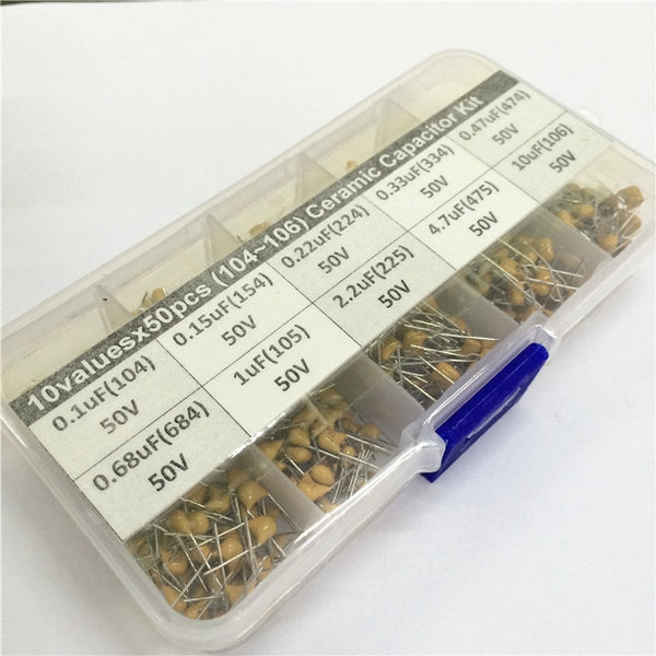 [variant_title] - 1500pcs 30Valuesx50 10pF~10uF (100~106) Multilayer/Monolithic Ceramic Capacitor Assorted kit with 3 storage box