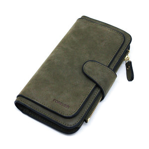 Army Green - Brand Leather Women Wallets High Quality Designer Zipper Long Wallet Women Card Holder Ladies Purse Money Bag Carteira Feminina