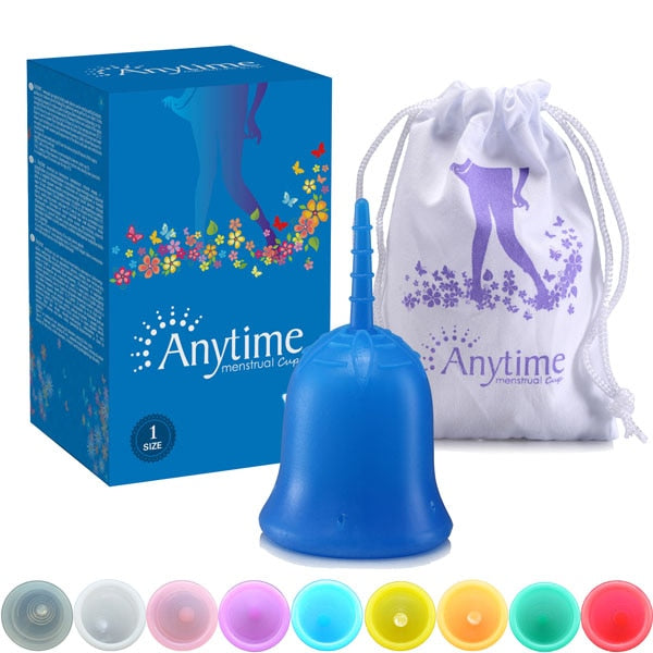 Blue / Large- 25ml - Anytime Feminine Hygiene Lady Cup Menstrual Cup Wholesale Reusable Medical Grade Silicone For Women Menstruation