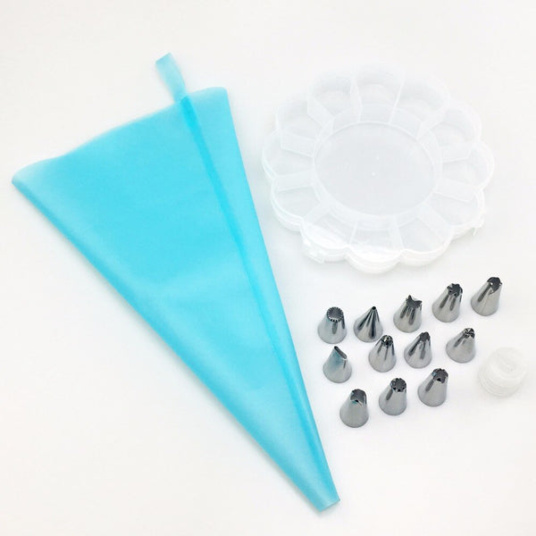 [variant_title] - 14pc/set Dessert Decorators Silicone Icing Piping Cream Pastry Bag Stainless Steel Piping Icing Nozzle for Cream Pastry Tool