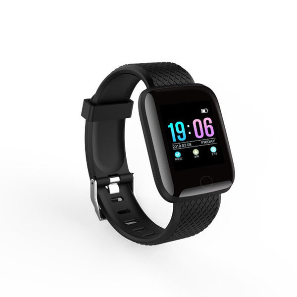 Black - Smart Watch Men Blood Pressure Heart Rate Monitor Milanese Stainless Steel Smart Wristband Sport Fitness tracker Smart watch+Box