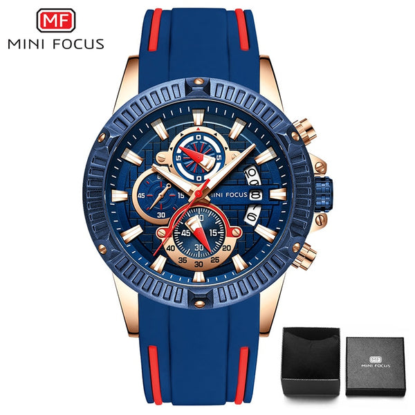 blue red - MINIFOCUS Fashion Men's Wristwatch Quartz Watch Men Waterproof Silicone Sport Wrist Watches Men Luxury Brand Relogio Masculino
