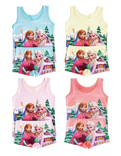 color sent randomly-771 / 10 - 2019 summer Kids clothes boy spiderman set Children set girls elsa set girl Casual Milk Silk princess vest+short Pants 7 styles