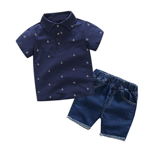 f / 2T - Tem Doger Boy Clothing Set 2019 Summer Kids Boys Clothes Suit Shorts Sleeve Tops+Shorts 2PCS Outfits Children Casual Tracksuit