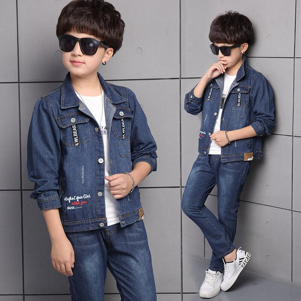 [variant_title] - Children's clothing boy spring suit 2019 new Korean children's denim suit two sets of spring and autumn children clothes tide