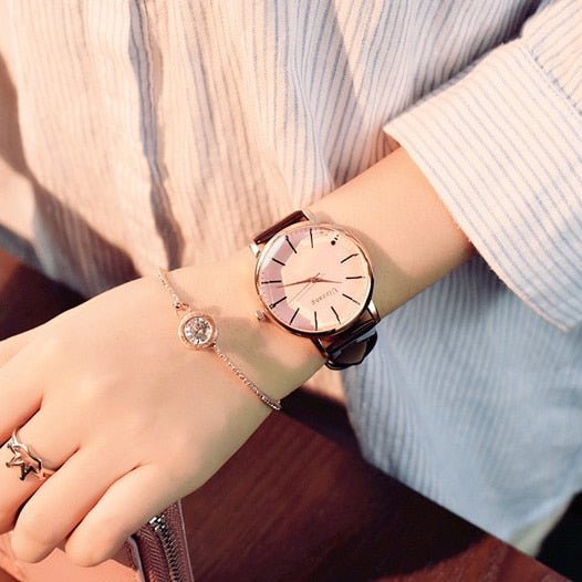 pink glass black - Polygonal dial design women watches luxury fashion dress quartz watch ulzzang popular brand white ladies leather wristwatch
