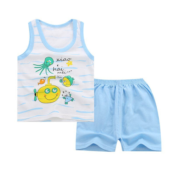 I / 24M - Hot Sale Summer Children's Two-piece set Cotton Suit Children Set Children's Clothing Set Girls Boys Clothing Sets