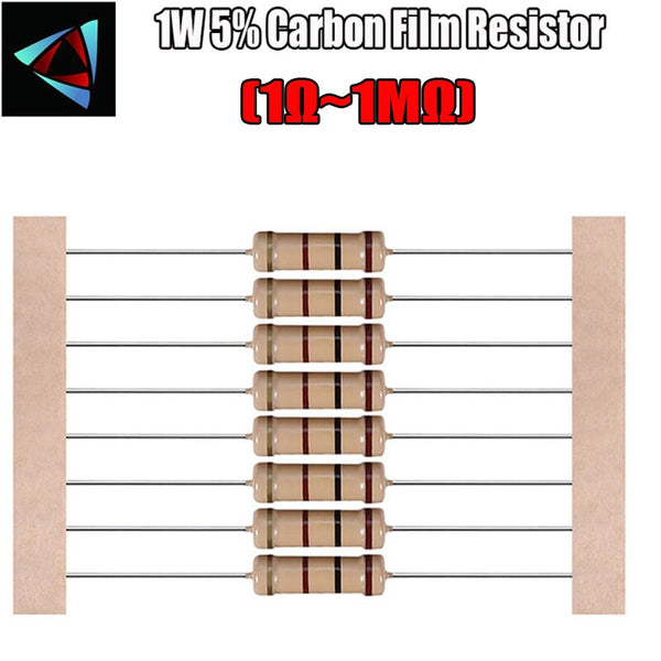 [variant_title] - 20pcs 1W 1R~2.2M 5%  Carbon Film Resistor  100R 220R 1K 1.5K 2.2K 4.7K 10K 22K 47K 100K 100 220 1K5 2K2 4K7 ohm resistance