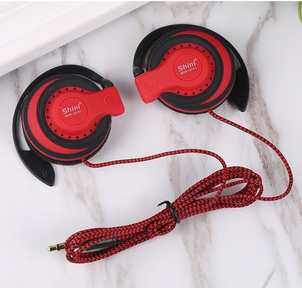 Red - Shini Q141 Stereo Headphones Sports Running Earphones EarHook Headset Music Bass Earbuds Handsfree For iPhone4/5/6 Samsung
