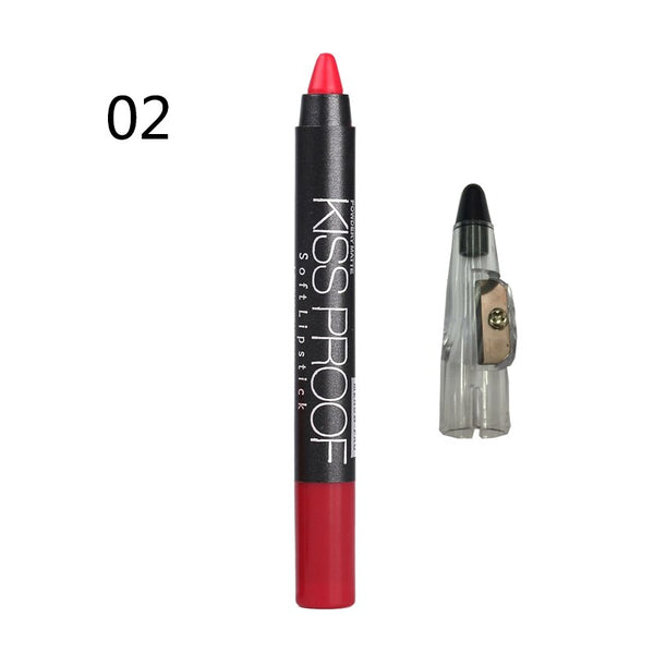 02 - Menow 19 Color KISS PROOF Beauty Waterproof Lipstick Pen Lasting Do Not Fade Lipstick Gift Pencil Sharpener P13016 Drop Shipping