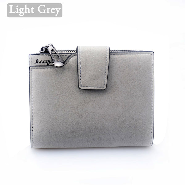 Light Grey - Wallet Women Vintage Fashion Top Quality Small Wallet Leather Purse Female  Money Bag Small Zipper Coin Pocket Brand Hot !!