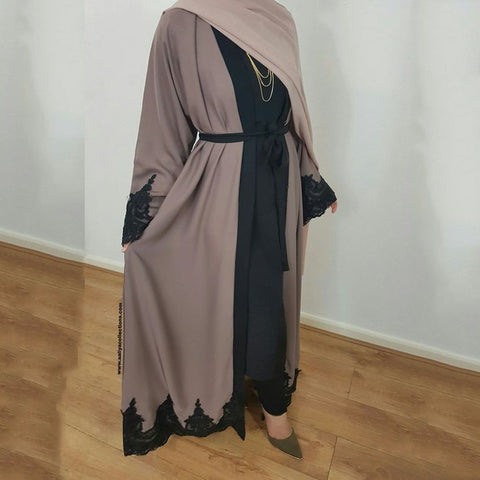 [variant_title] - Women Khaki Cardigan Long Dress Muslim Abaya Worship Service Ramadan Eid Mubarak Islamic Clothing Women Plus Size Dress