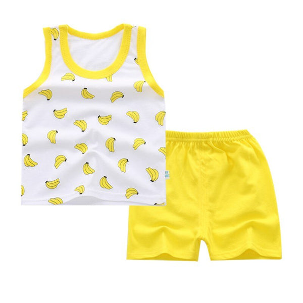 A / 24M - Hot Sale Summer Children's Two-piece set Cotton Suit Children Set Children's Clothing Set Girls Boys Clothing Sets