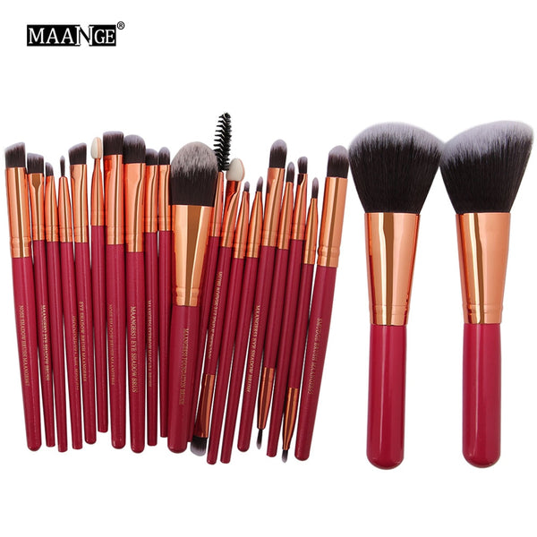 red golden-22pcs - MAANGE 20/22Pcs Beauty Makeup Brushes Set Cosmetic Foundation Powder Blush Eye Shadow Lip Blend Make Up Brush Tool Kit Maquiagem