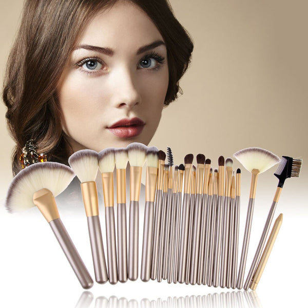 [variant_title] - 24Pcs Beige Makeup Brushes Set Beauty Cosmetics Blending EyeShadow Lip Powder Foundation Pincel Maquiagem Tool w/ Pouch Bag     (Beige)