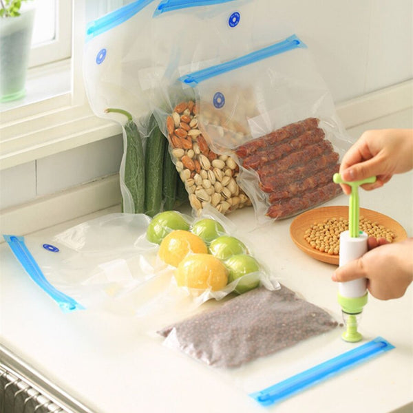 [variant_title] - Vacuum Sealer Vacuum bags For Food Storage With Pump Reusable Food Packages Kitchen Organizer(Containing 5pcs bags) Vacuum pump