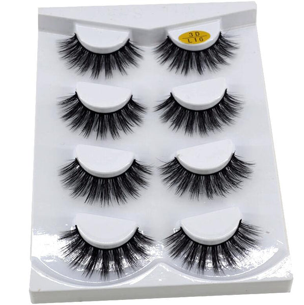 L16 - HBZGTLAD 4 pairs natural false eyelashes fake lashes long makeup 3d mink lashes eyelash extension mink eyelashes for beauty