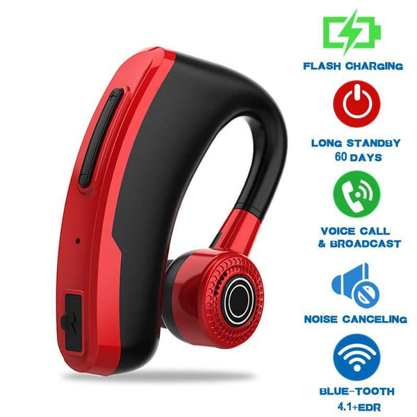 New Red - New V9 Handsfree Wireless Bluetooth Earphones Noise Control Business Wireless Bluetooth Headset with Mic for Driver Sport