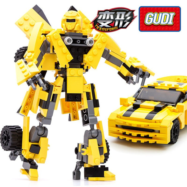 [variant_title] - 225pcs LegoINGs Transformation  Robot Yellow Car Bricks City Building Blocks Sets Starwars Creator Educational Toys For Children