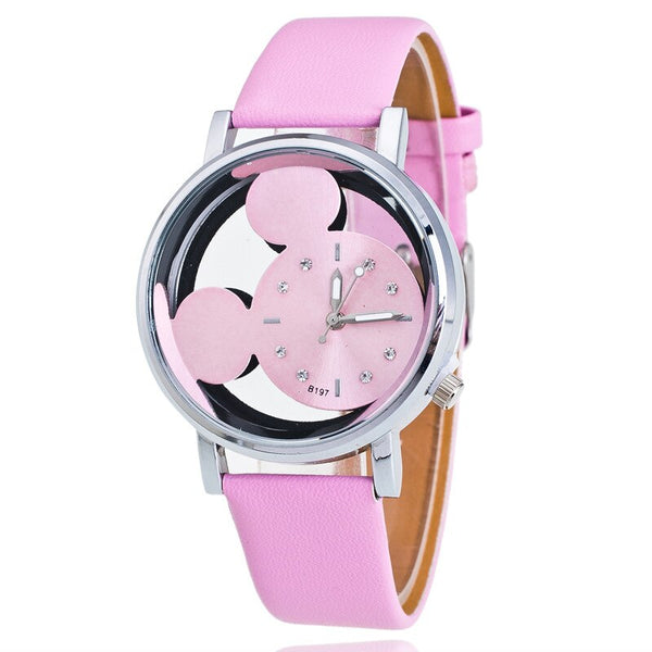 Pink - Brand Leather Quartz Watch Women Children Girl Boy Kids Fashion Bracelet Wrist Watch Wristwatches Clock Relogio Feminino Cartoon