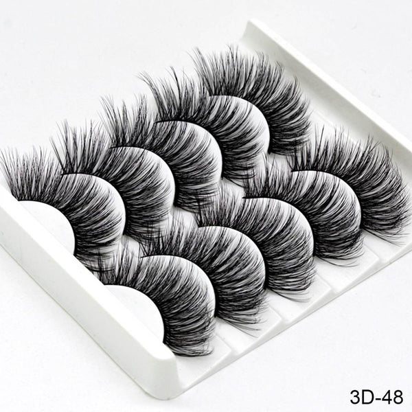 3D-48 - SEXYSHEEP 5Pairs 3D Mink Hair False Eyelashes Natural/Thick Long Eye Lashes Wispy Makeup Beauty Extension Tools