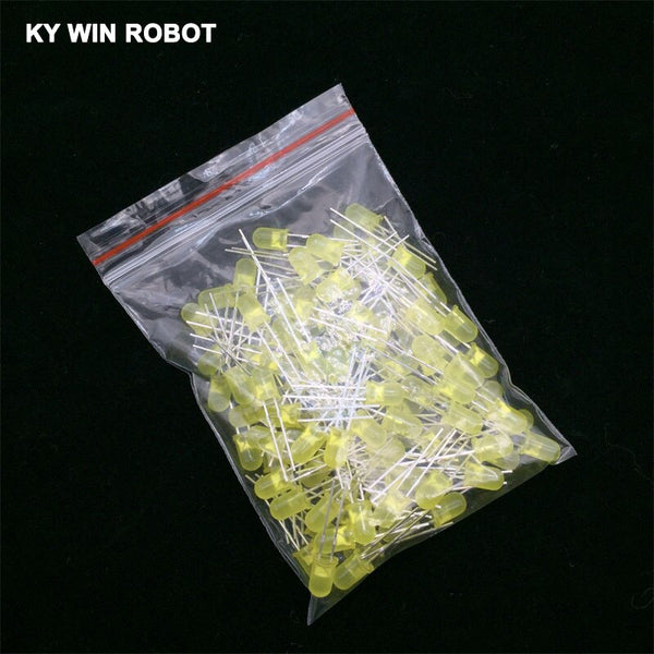 100pcs Yellow - 100pcs 5mm LED Diode 5 mm Assorted Kit  White Green Red Blue Yellow DIY Light Emitting Diode