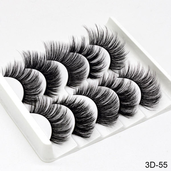 3D-55 - SEXYSHEEP 5Pairs 3D Mink Hair False Eyelashes Natural/Thick Long Eye Lashes Wispy Makeup Beauty Extension Tools