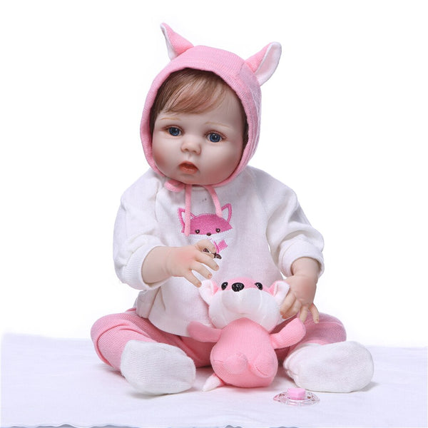 [variant_title] - NPK 55cm Lifelike full silicone Reborn Baby Dolls Girl Silicone Bebes Reborns Realistic bonecas bebe Dolls with Clothes Cute Toy