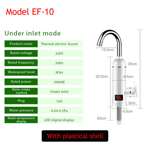 EF-10 Under inlet - Ecofresh Electric Faucet Instant Water Heater Tap Faucet Heater Cold Heating Faucet Tankless Instantaneous Water Heater