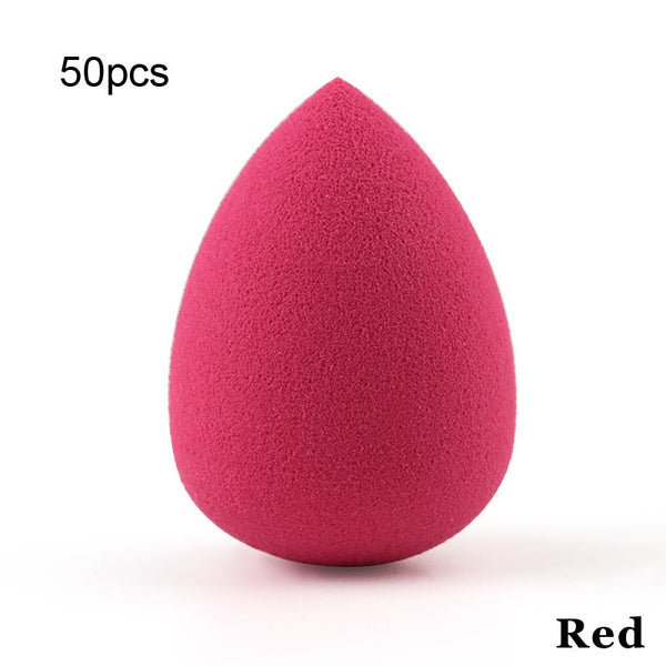 M Red 50pcs - New Medium Makeup Sponge Water drop shape Make up Foundation Puff Concealer Powder Smooth Beauty Cosmetic makeup sponge tool