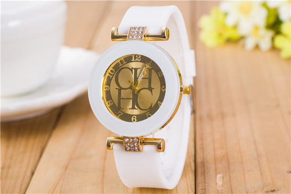 white - Watch Women Logo 2019 Ladies Designer Watches Luxury Brand Famous Montre Femme High Quality Rhinestone Gold Charm Bracelet
