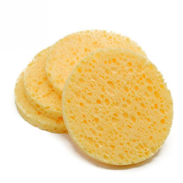 [variant_title] - 5pcs Round Soft Yellow Cosmetic Puff Makeup Pads Beauty Natural Wood Fiber Face Wash Cleansing Sponge Cosmetic Puff Pads HCDB1B3