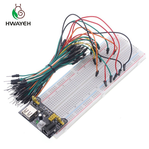 [variant_title] - 3.3V/5V MB102 Breadboard power module+MB-102 830 points Prototype Bread board for arduino  kit +65 jumper wires wholesale