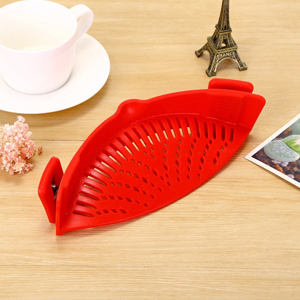 Red / 1-tier - Silicone Colanders Kitchen Clip On Pot Strainer Drainer For Draining Liquid Univers Draining Pasta Vegetable Tool DropShipping