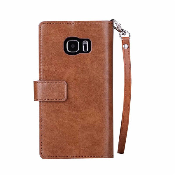 [variant_title] - S6 Case For Etui Samsung S6 Case Flip Phone Cover Hoesje Samsung Galaxy S6 Edge Case Leather 9 Card Holder Wallet Bags Coque S6